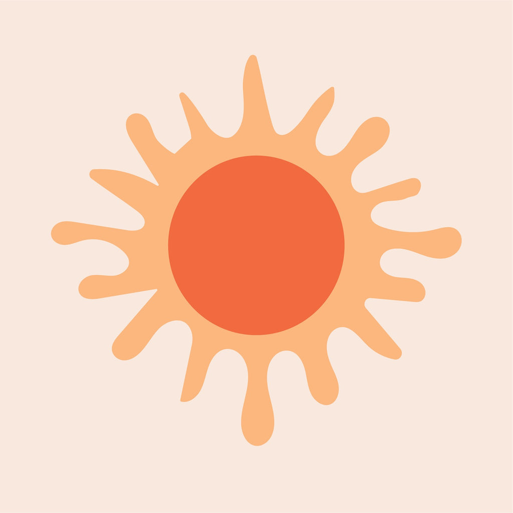 an orange sun on a beige background