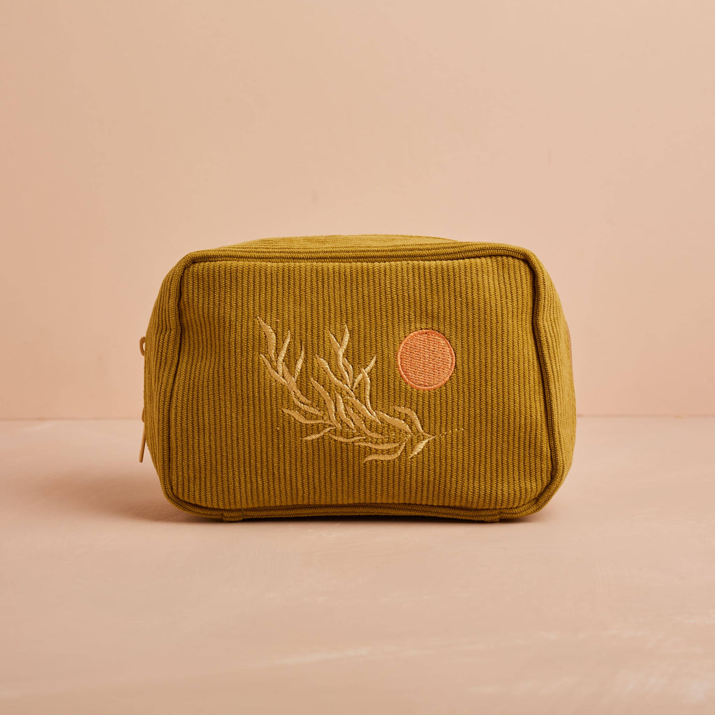 Corduroy Makeup Bag in Olive - Pinacava